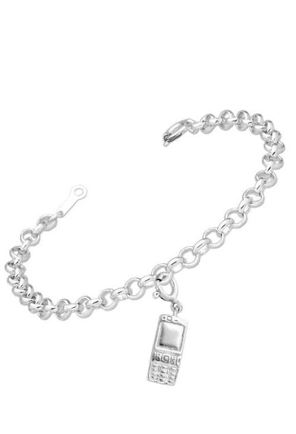charm telefono movil plata de ley vista en pulsera132_72468_01