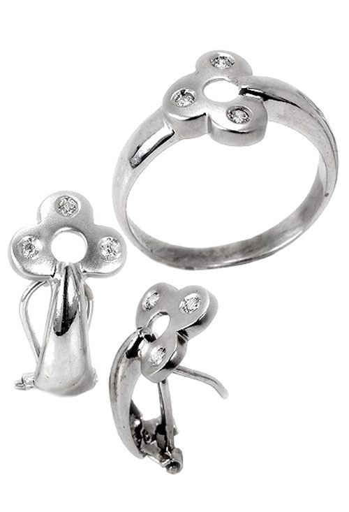 conjunto de sortija y pendientes oro blanco 18 ktes con diamantes 192_Z0093