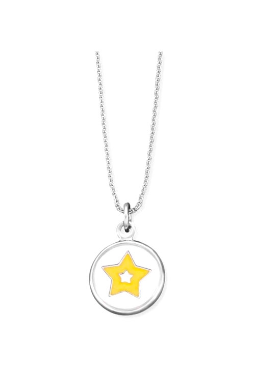 gargantilla de plata motivo urna de cristal con una estrella esmaltada en amarillo en su interior 269_HEN-GLAS-03-SHINE