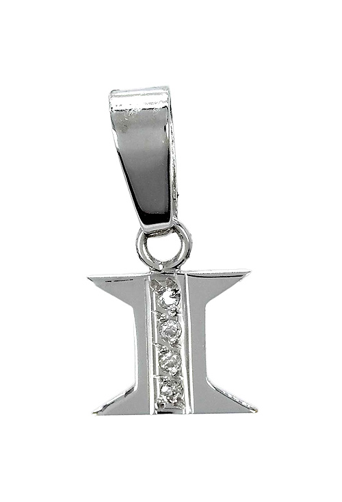 Inicial de oro blanco 18 ktes con diamante letra I 003_B51085896I