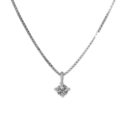 gargantilla de oro blanco con diamante vista frontal