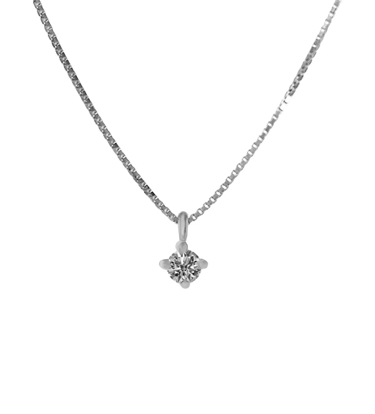 gargantilla de oro blanco con diamante vista frontal