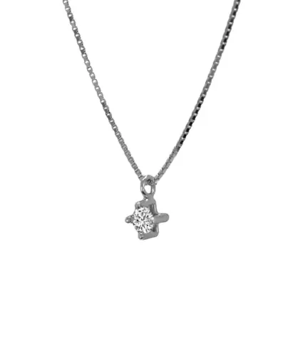 gargantilla de oro blanco con diamante vista lateral