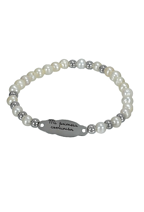 Pulsera de perlas con placa comunión venta online a precios baratos 266_044464-1-10
