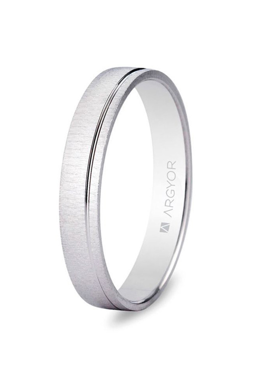 ﻿Alianza de oro blanco 18 Ktes con textura y rebaje 3.5mm 5B35473
