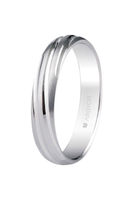 Alianza oro 18 Ktes blanco plisado mate 4mm. 5B40266