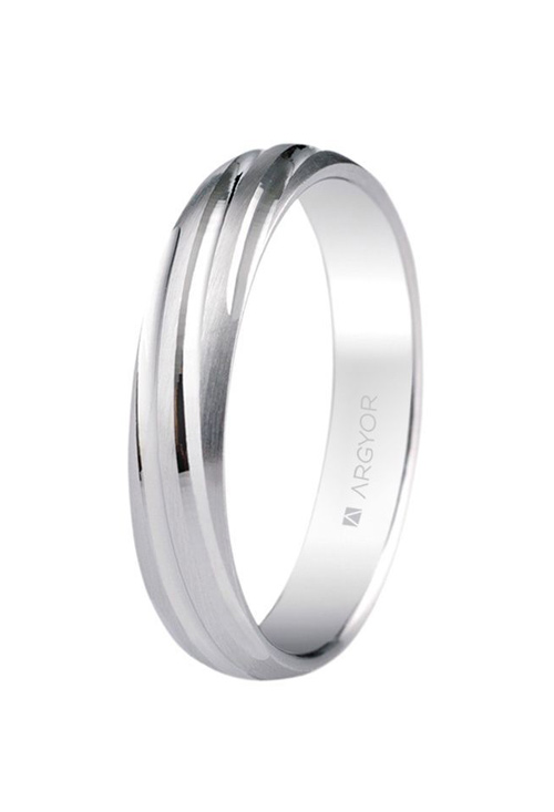Alianza oro 18 Ktes blanco plisado mate 4mm. 5B40266
