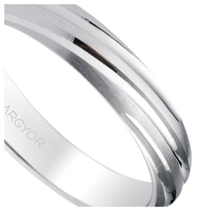 Alianza boda oro blanco plisado mate - brillo 045_5B40266-1