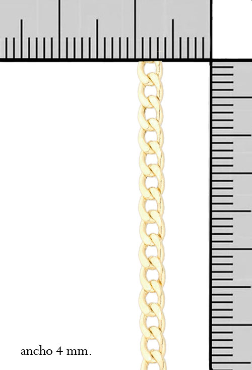 cadena eslabones barbados oro amarillo 18 kilates gargantilla 45 cm vista con medidas