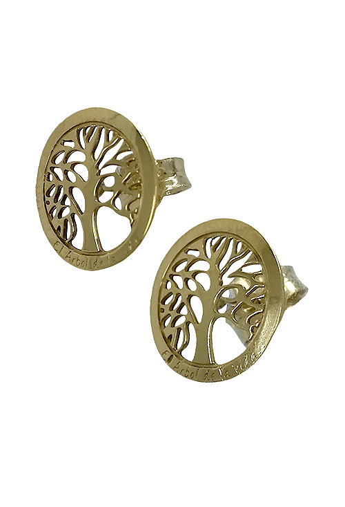 Pendientes de plata chapada en oro con árbol de la vida 266_012279-2-1-1