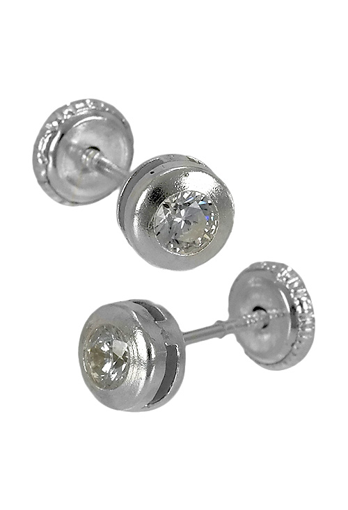 pendientes plata para niña chatón con circonita foto 01 030_2117PL_01