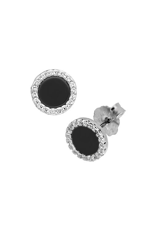 pendientes plata onix y circonitas foto lateral en el rubi joyeros