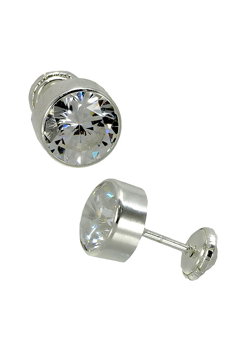 pendientes plata ley y circonita con tuerca 030_0315-7PL