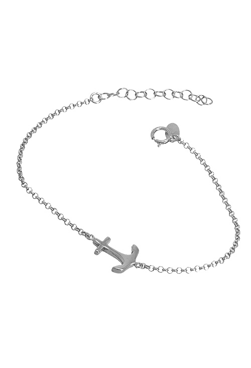 pulsera cadena rolo con motivo ancla realizada con plata de ley 266-044327-1-1