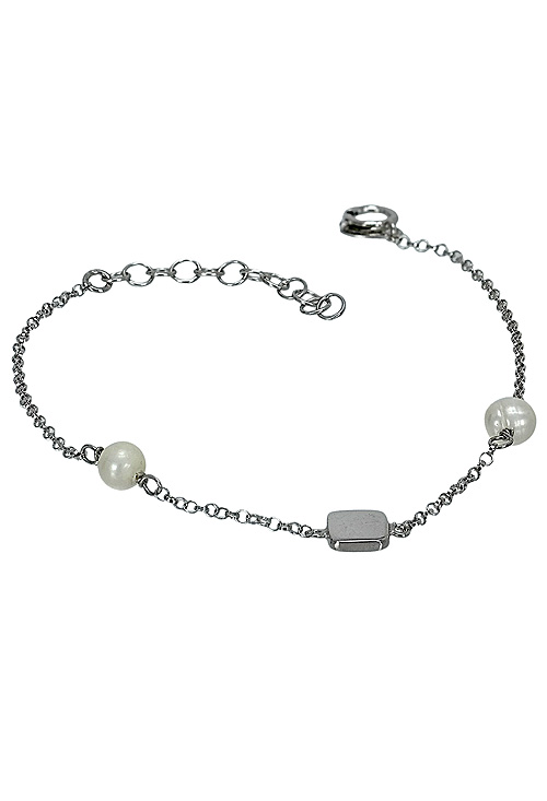 Pulsera de plata con perlas y motivo rectangular regalo para comuniones a precios baratos 266_044354-1-1