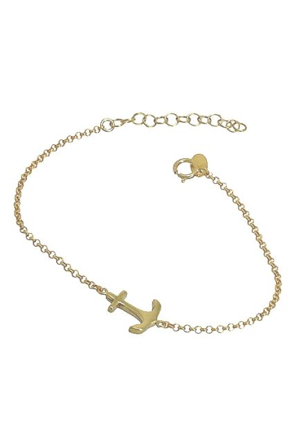 pulsera plata chapada en amarillo con motivo ancla 266-044327-2-1