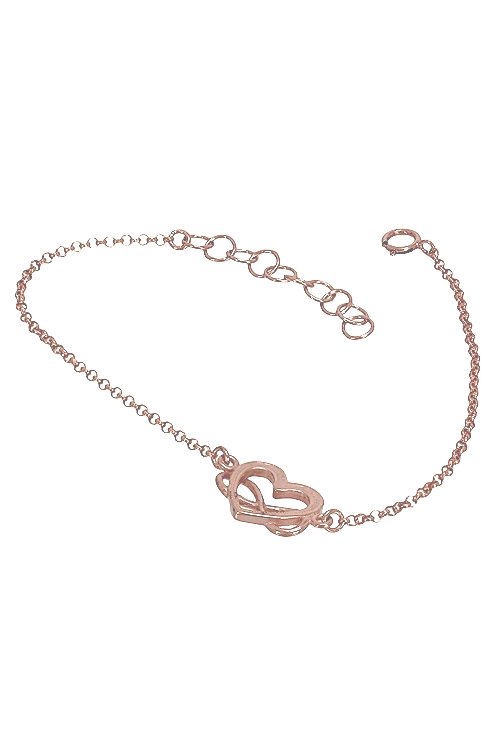 pulsera plata chapada oro rosa con motivo enlazado corazón y infinito 266-044510-4-1