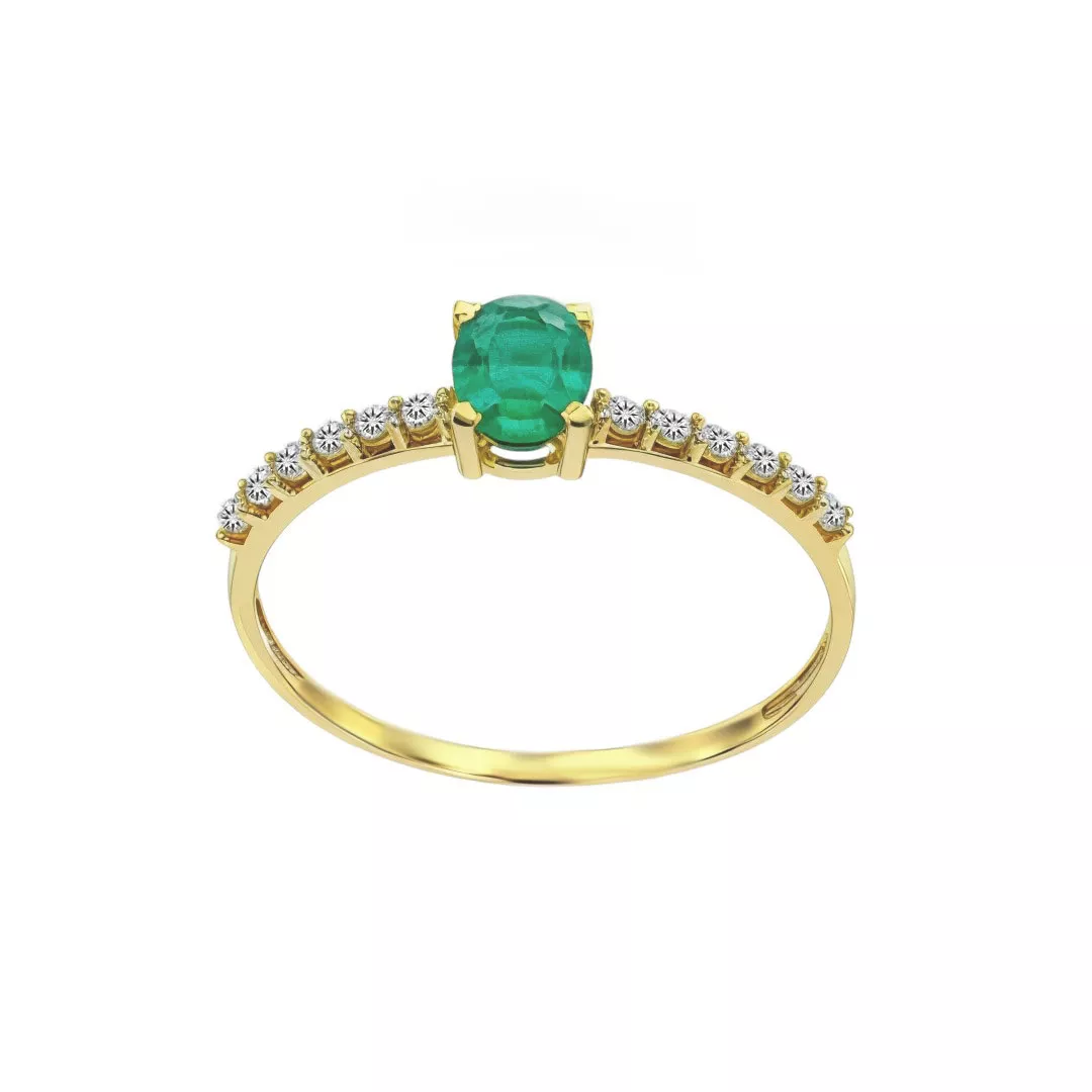 anillo de oro con esmeralda y circones