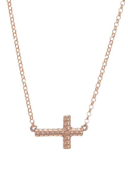 gargantilla plata chapada oro rosa motivo cruz gallones 266-024710-4-1