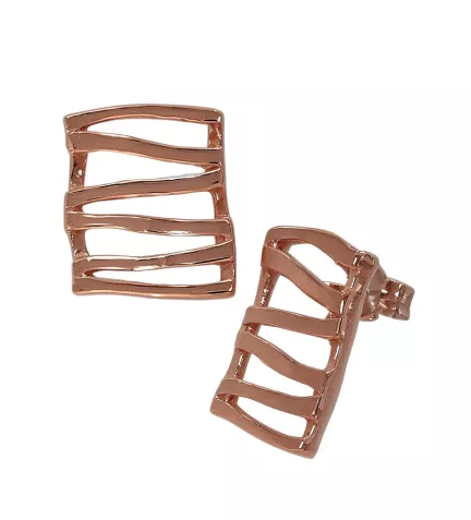 pendientes plata chapada oro rosa vista lateral