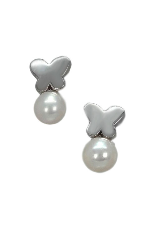 Pendientes de plata con perla motivo mariposa 266_013727-1-1
