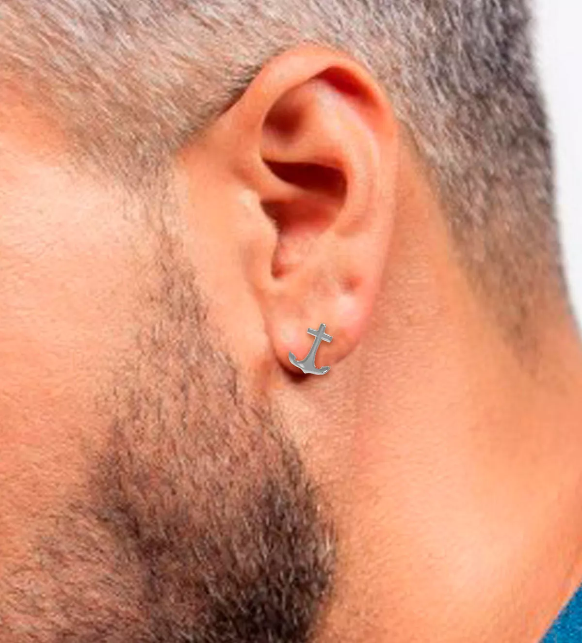 pendientes de plata modelo ancla vista modelo hombre