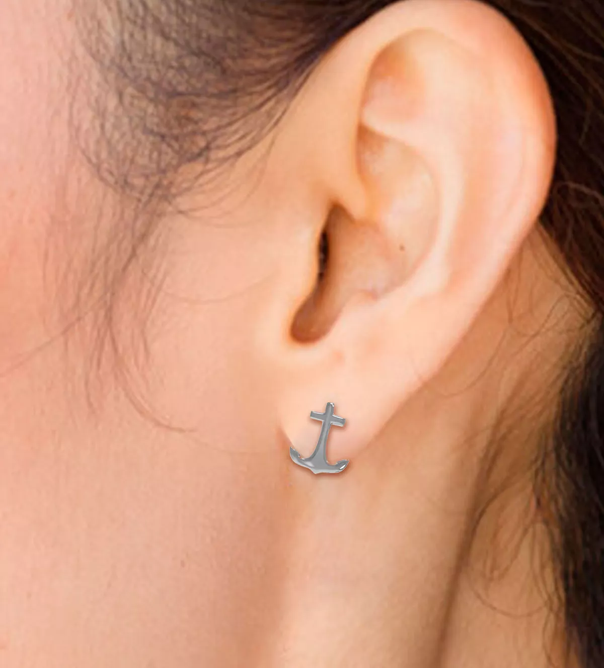 pendientes de plata modelo ancla vista modelo mujer