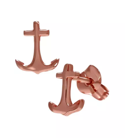 pendientes de plata chapada en tono rosa ancla