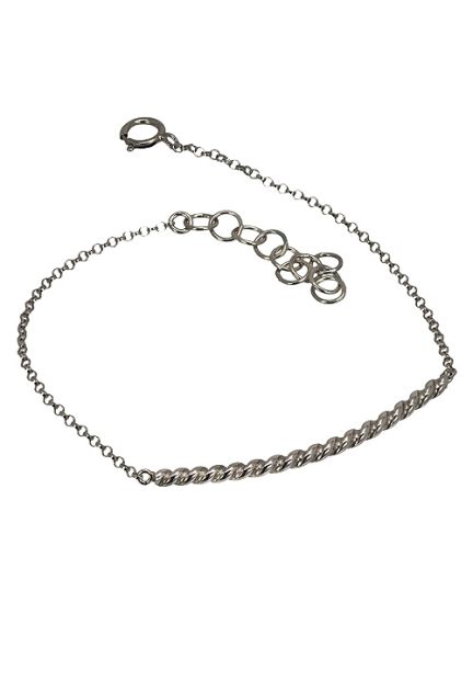 Pulsera de plata de ley espiral, plata 925 mmas, rodinada, largo adaptable, cierre de reasa, cadena de eslabón rolo, tenemos la joya que sueñas al precio que quieres.