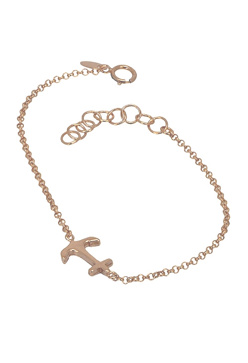 pulsera plata chapada oro rosa cadena rolo motivo ancla 266-044327-4-1