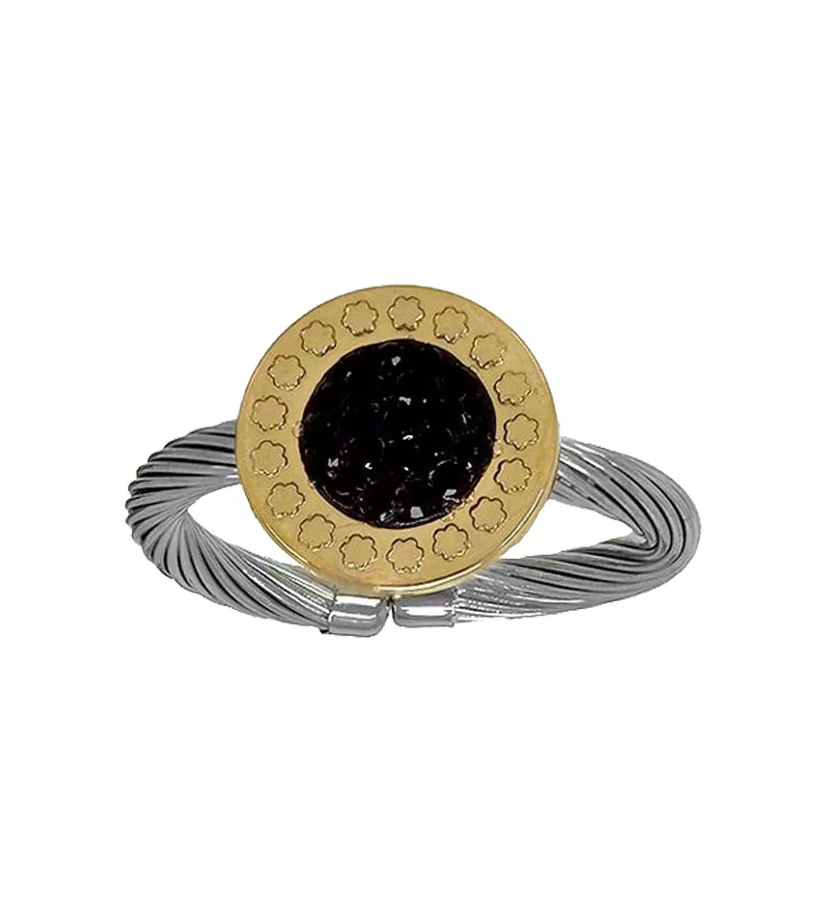 anillo de acero y oro