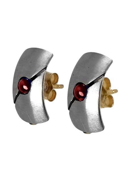 pendientes acero y oro con rubí fino a precio de liquidacion muy barato 142_292-2-R