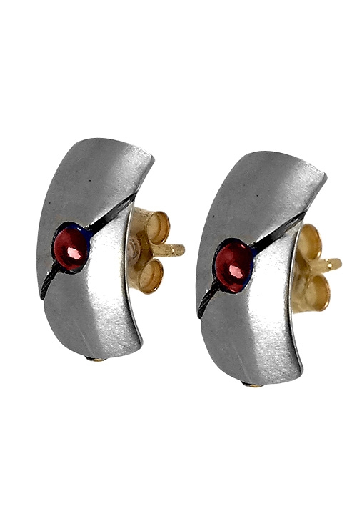 pendientes acero y oro con rubí fino a precio de liquidacion muy barato 142_292-2-R