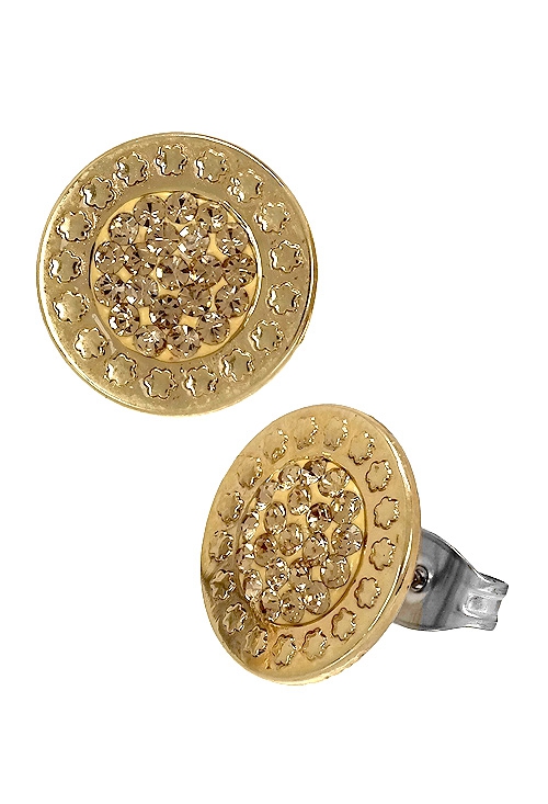 pendientes oro y acero resina cuajada piedras naranjas 094_61399-PTGR-1