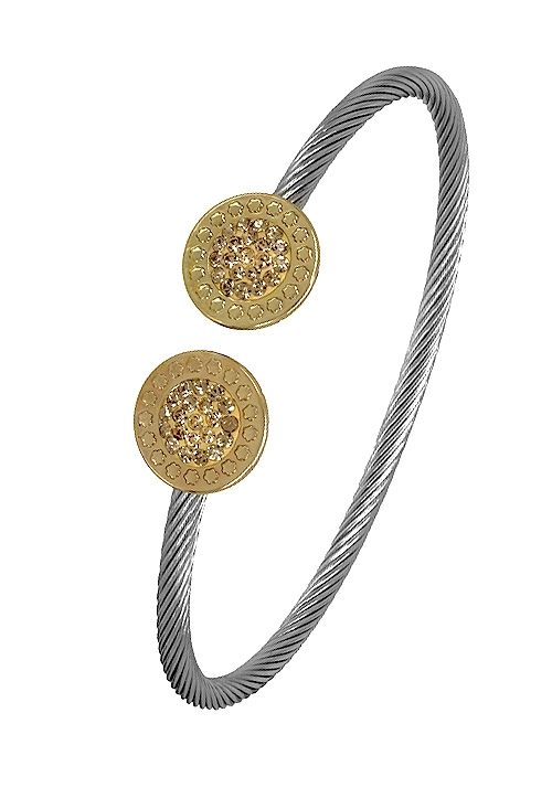 pulsera acero y oro con cristales swarovski color naranja 094_61432-PGR-1