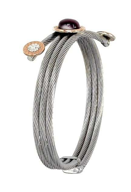 pulsera acero y oro con motivos circulares foto lateral 094_61554P_01