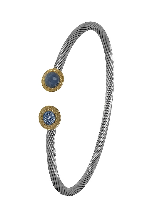 Pulsera rígida acero y oro motivo circular cristales checos como citrinos 094_61433-P2P-3