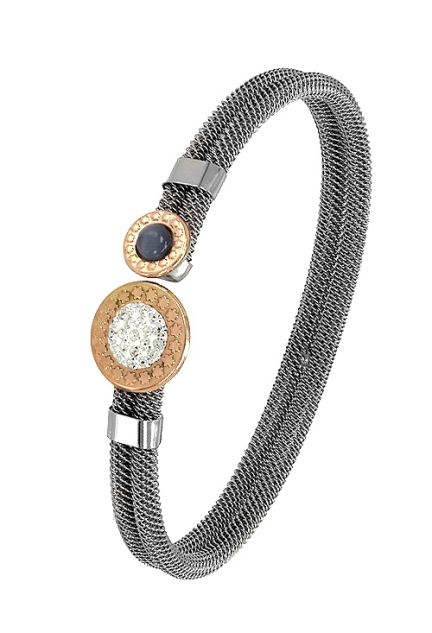 pulsera de acero y oro cristales swarovski y cuarzo negro 094_61552P-6