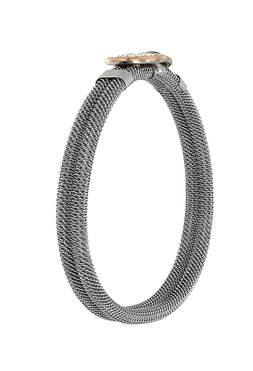 pulsera de acero y oro cristales swarovski y cuarzo negro vista lateral 094_61552P-6_01