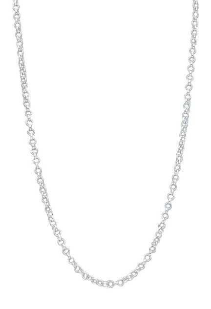 cadena plata de ley con baño de rodio gargantilla eslabones rolo de 40 cm foto tendida