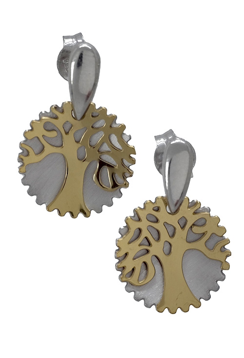 Pendientes de plata árbol de la vida bicolor 266_014453-12-12