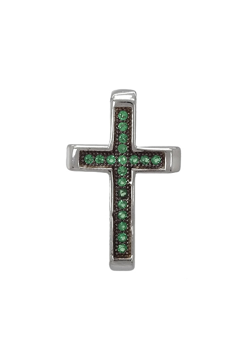 Cruz plata ley con piedras verdes 280_2030258-E