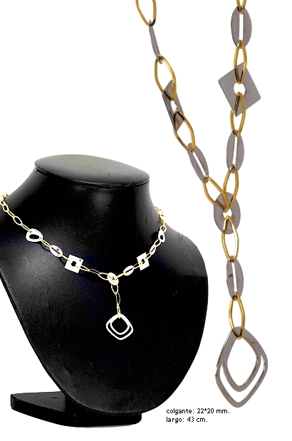 Gargantilla oro bicolor 18 ktes. con motivo romboide 157_G0011