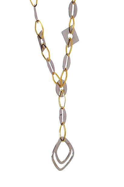 Gargantilla oro bicolor 18 ktes. con motivo romboide 157_G0011