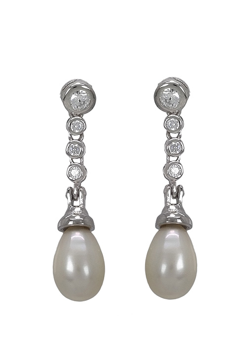 Pendientes largos de plata y perla cultivada 280_2021398