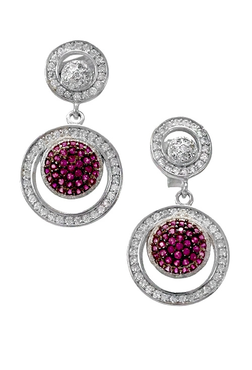 Pendientes largos plata ley con swarovskis de color rojo rubí 280_2021732-R