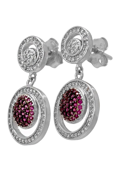 Pendientes largos plata ley con swarovskis de color rojo rubí 280_2021732-R -a-precios-baratos
