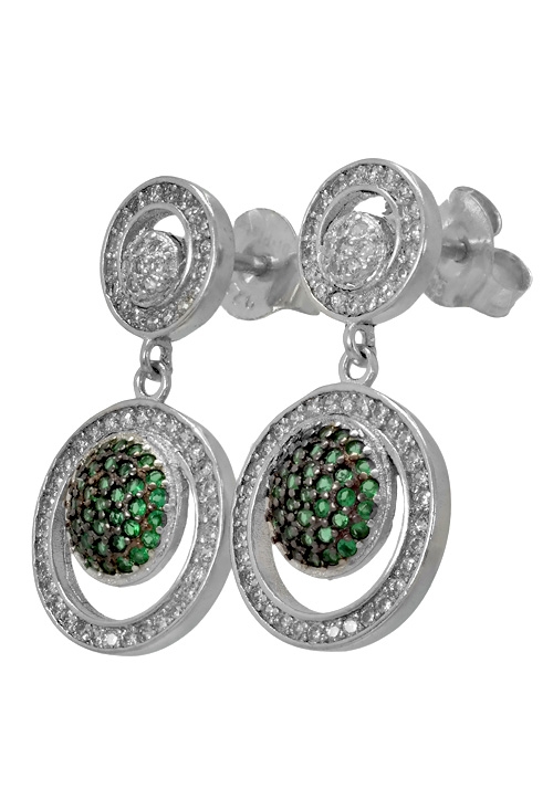 Pendientes largos plata ley con swarovskis verdes 280_2021732-E -a-precios-baratos