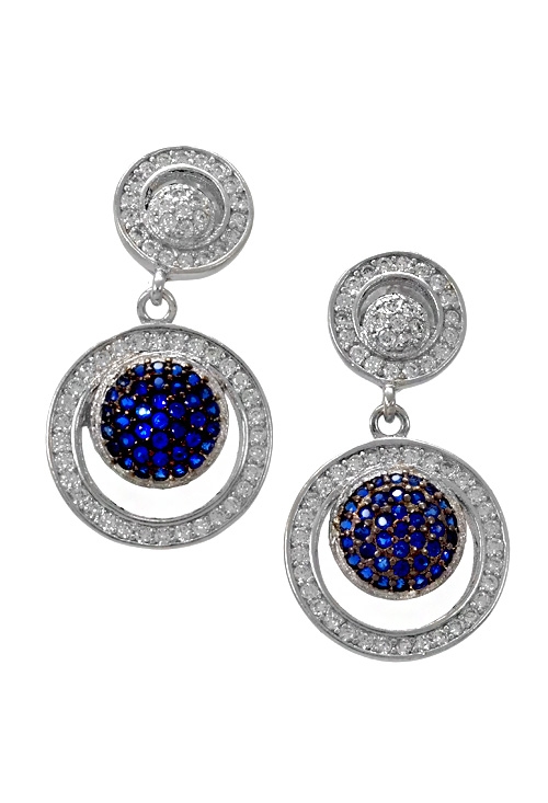 Pendientes largos plata ley con swarovskis de color azul zafiro 280_2021732-Z