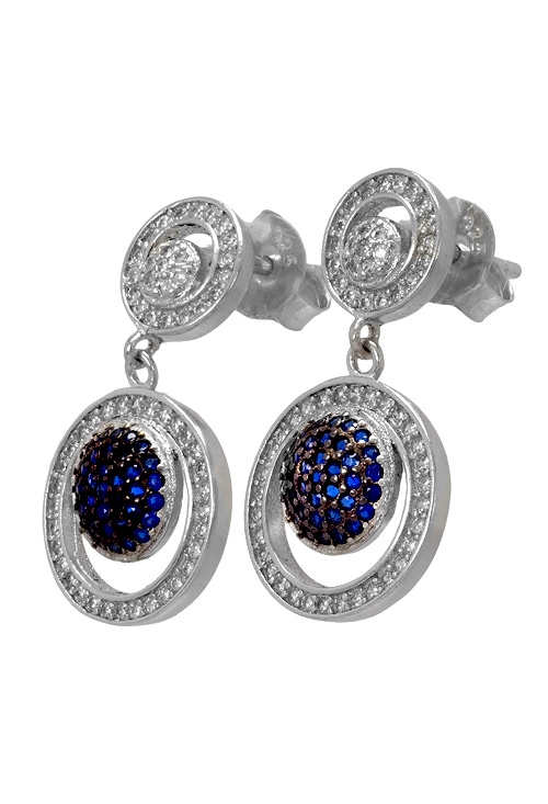 Pendientes largos plata ley con swarovskis de color azul zafiro 280_2021732-Z -a-precios-baratos